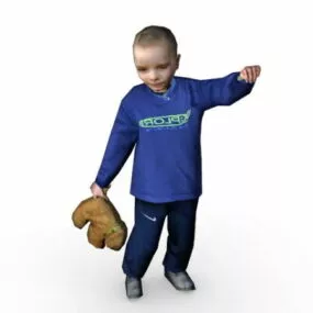 Baby Boy With Teddy Bear 3d model