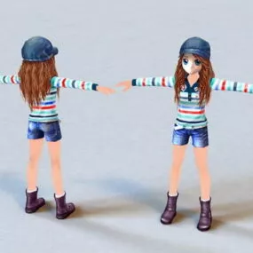 Baseball Anime Girl 3d model