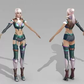 Beautiful Anime Female Warrior 3d model