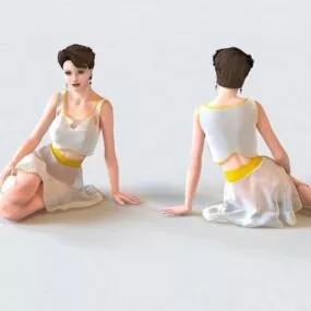 Beautiful Lady Sitting 3d model