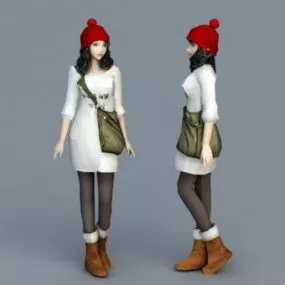 Beautiful Preppy Girl 3d model