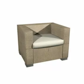 Beige Leather Armchair 3d model