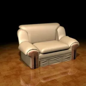 Beige Leather Reclining Sofa 3d model