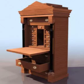 Biedermeier Style Wooden Bureau 3d model