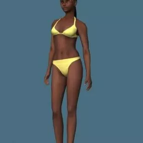 Bikini African Woman Rigged 3d model