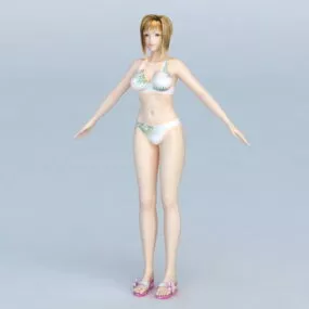 Bikini Girl With Blonde Hair 3d model