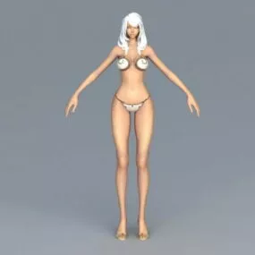 Bikini Girl With White Hair 3d model