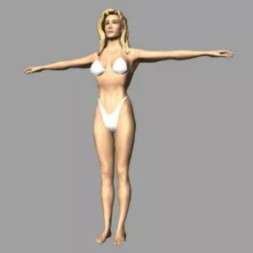 Bikini Blonde Woman Character 3d model