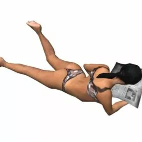 Bikini Girl Reading Newspaper 3d model