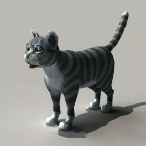 Black And Grey Cat Rigged 3d model