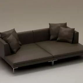 Black Fabric Sectional Loveseat 3d model