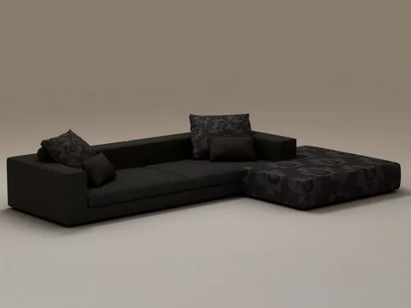 Black Fabric Sectional Sofa 3d model Black Fabric Sectional Sofa 3d model