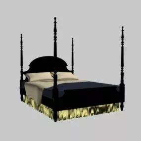 Black Four Poster Bed 3d model