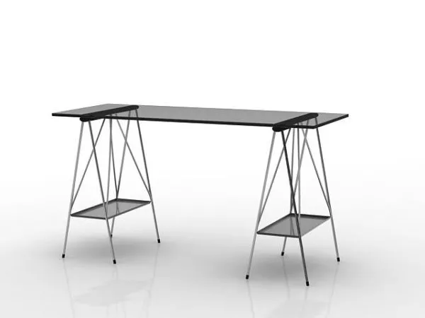 Black Glass Pony Desk 3d model Black Glass Pony Desk 3d model