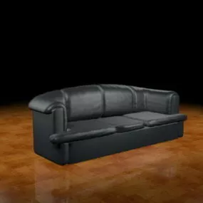 Black Leather Couch 3d model