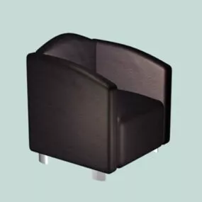 Black Leather Single Sofa Chair 3d model