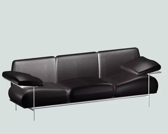 Black Leather Sofa With Arm Rest 3d model Black Leather Sofa With Arm Rest 3d model