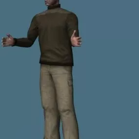 Black Man Standing & Rigged 3d model