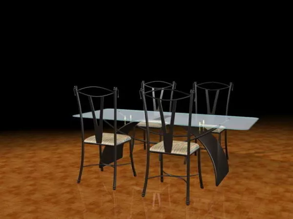 Black Metal Dining Set 3d model Black Metal Dining Set 3d model