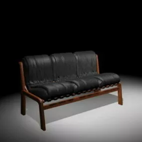 Black Settee Bench 3d model