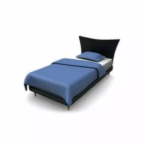 Black Single Bed 3d model