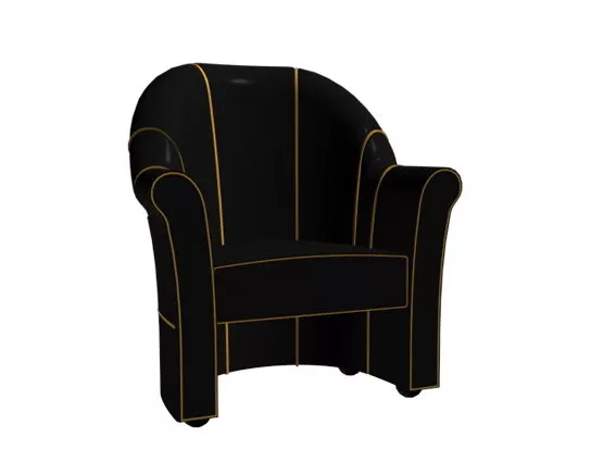 Black Tub Chair 3d model Black Tub Chair 3d model