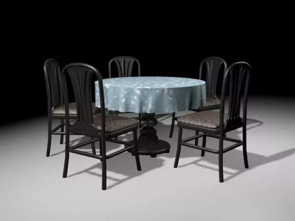 Black Wood Round Dining Sets 3d model Black Wood Round Dining Sets 3d model