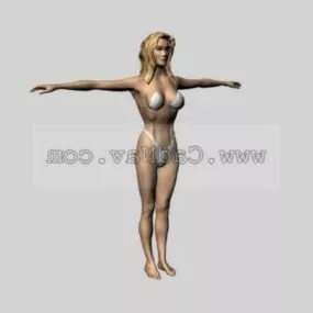 Blond Hair Female Body 3d model