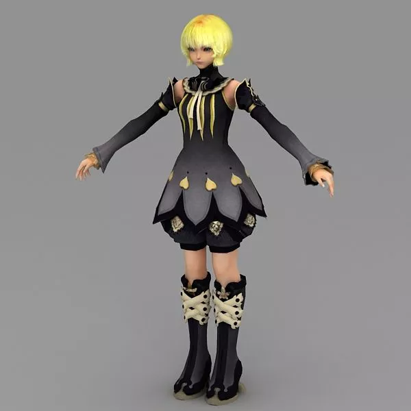 Blonde Anime Girl 3d model Blonde Anime Girl 3d model