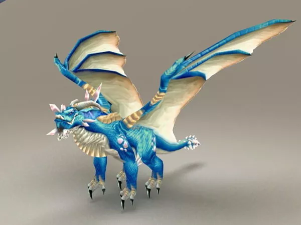 Blue Western Dragon 3d model