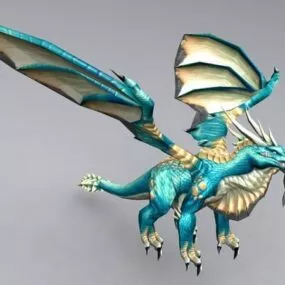 Blue Dragon With Biped 3d model