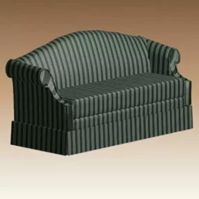 Blue And White Striped Sofa 3d model