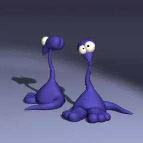 Blue Cartoon Monster Character 3d model