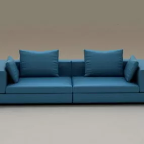 Blue Fabric Sectional Loveseat 3d model