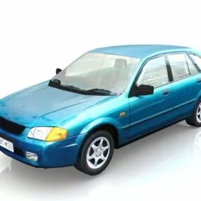 Blue Hatchback Car 3d model