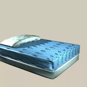 Blue Mattress Bed 3d model