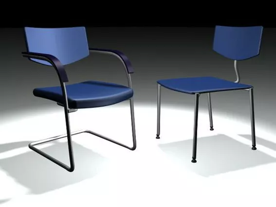 Blue Side Chair And Cantilever Chair 3d model Blue Side Chair And Cantilever Chair 3d model