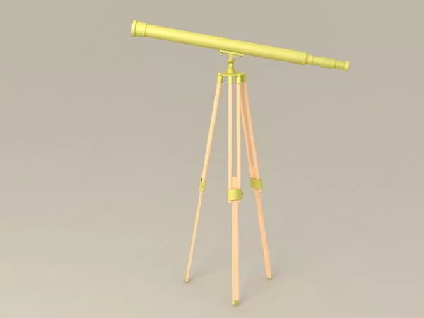 Brass Telescope With Tripod 3d model Brass Telescope With Tripod 3d model