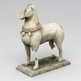 Broken Stone Horse Sculpture 3d model
