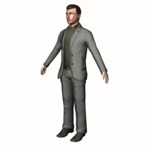 Business Man T-pose Character 3d model