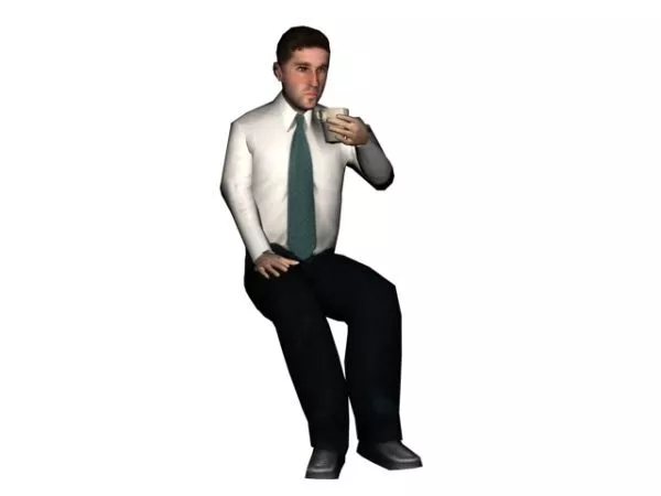Character Businessman Drinking Coffee 3d model Character Businessman Drinking Coffee 3d model