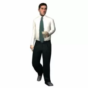 Character Businessman Holding A Cup 3d model