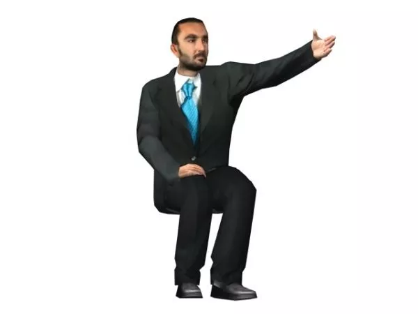 Character Businessman Sitting With Raised Arm 3d model Character Businessman Sitting With Raised Arm 3d model