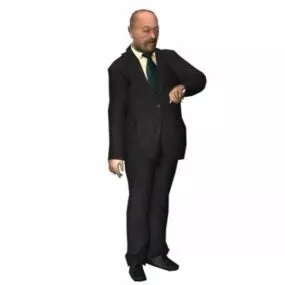 Character Businessman Standing Looked At Watch 3d model