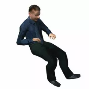 Character Businessman Working On Computer 3d model
