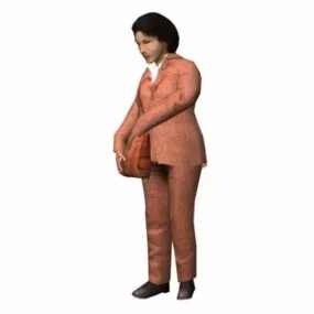 Character Businesswoman With Briefcase 3d model