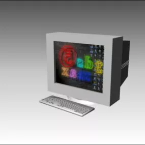 Crt Monitor And Keyboard 3d model