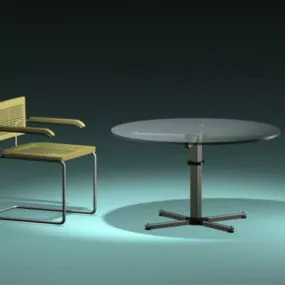 Cantilever Chair And Glass Table 3d model