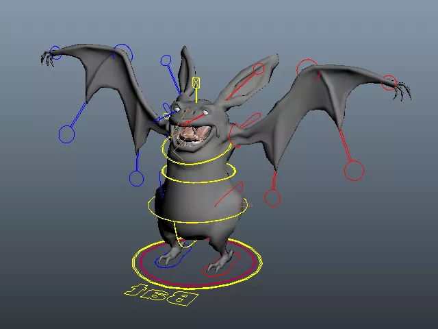 Cartoon Bat Rig 3d model Cartoon Bat Rig 3d model