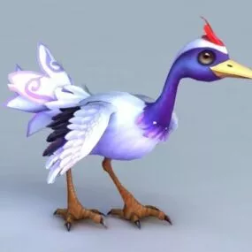 Cartoon Crane Bird Character 3d model